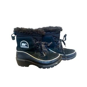 Sorel Tivoli II Womens Winter Boots Black Waterproof Suede Size 5